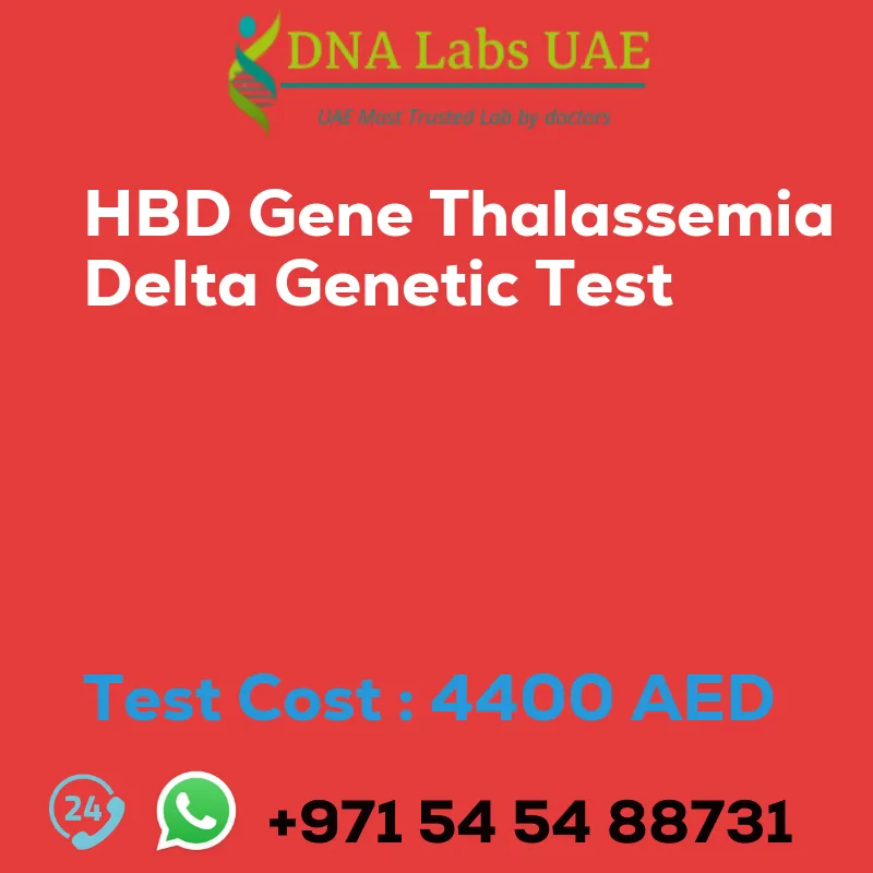 HBD Gene Thalassemia Delta Genetic Test sale cost 4400 AED
